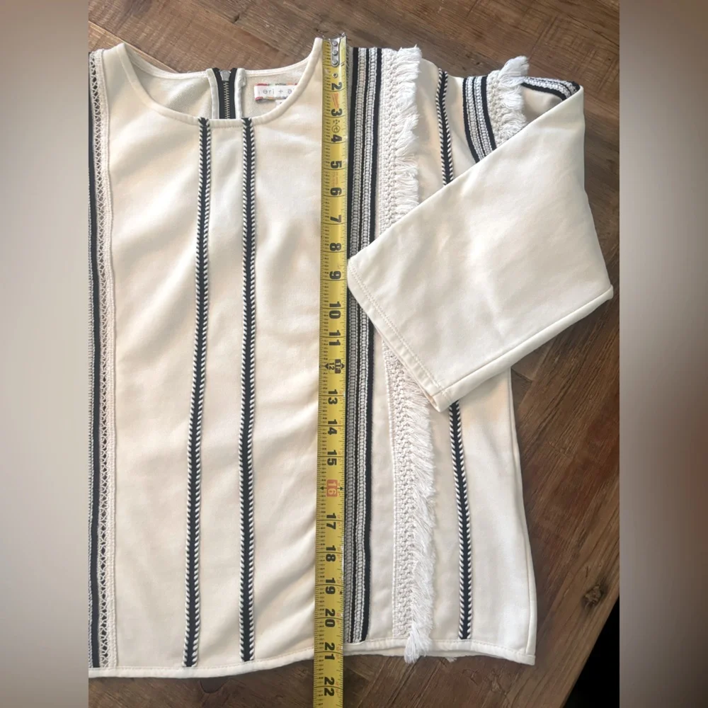 Eri + Ali Anthropologie Striped Top. Women’s Sz-S Black Cream Textured EUC
